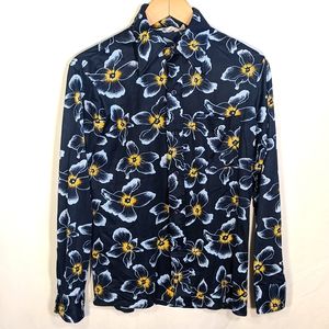 Vintage Sears Men's Store navy disco shirt